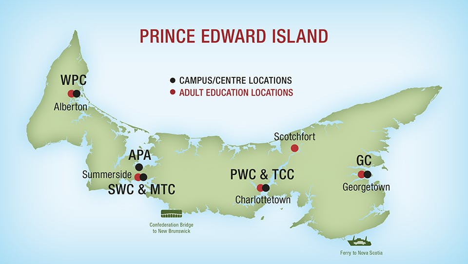 map of Holland College locations