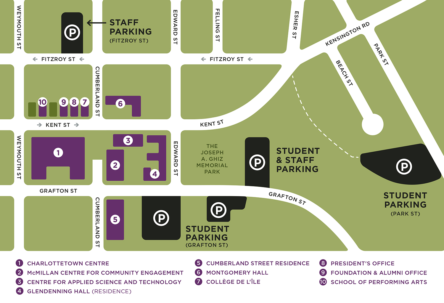 parking map for Prince of Wales Campus