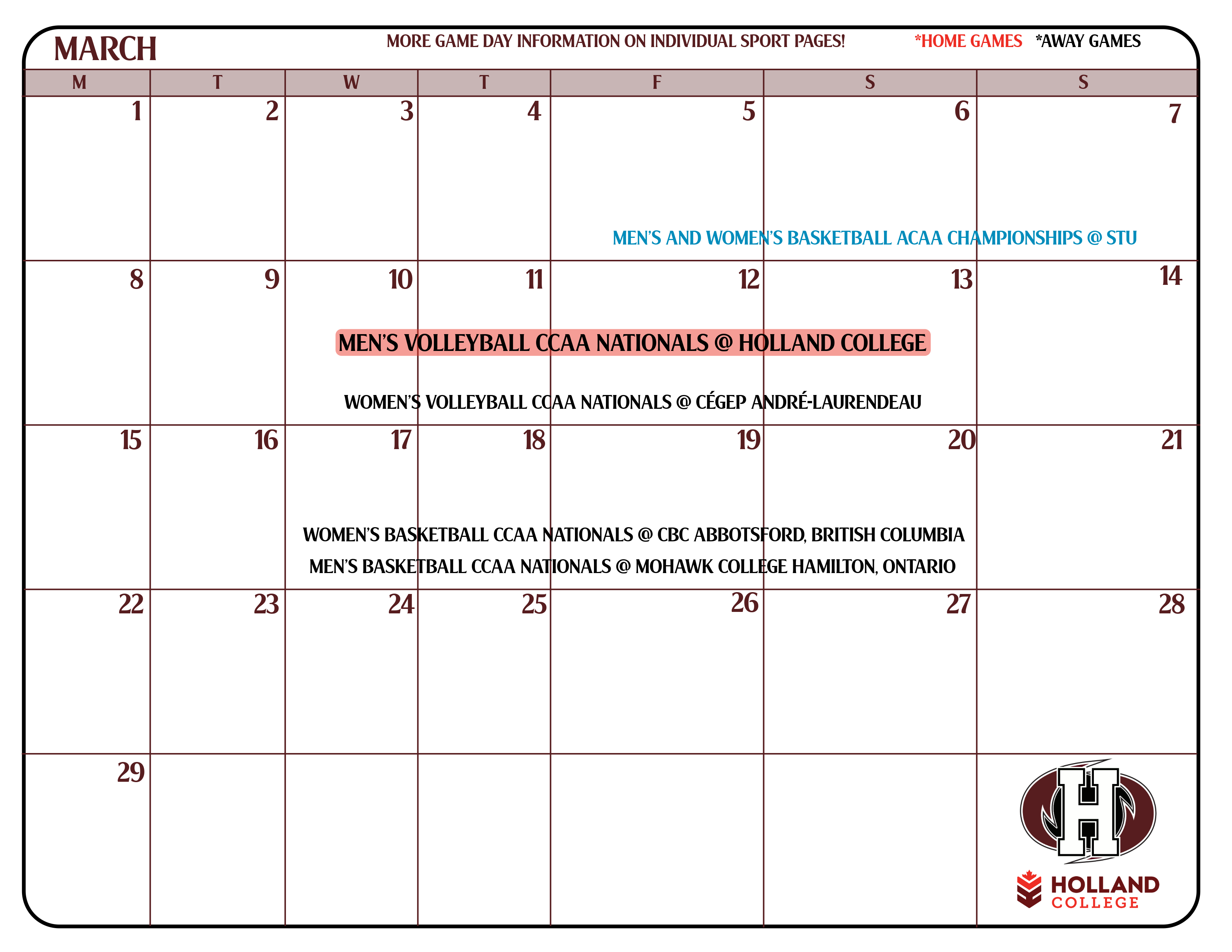 March Schedule