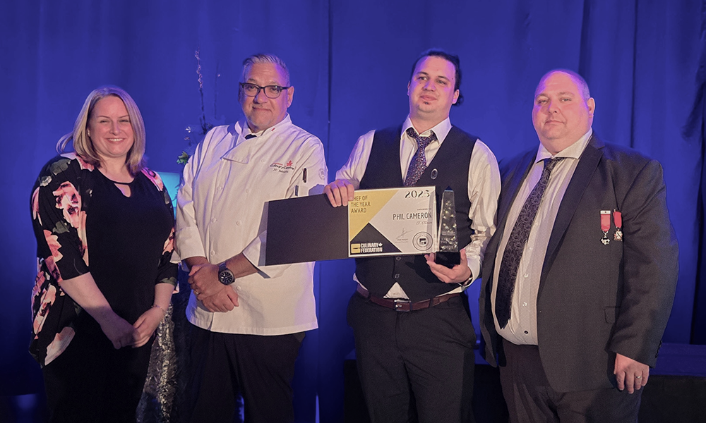 Krista (left) stands with JC Felicia, Jesse Bell and CF president, Ryan Marquis at the Culinary Federation National Awards